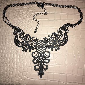Matte Black Charming Charlie Statement Necklace